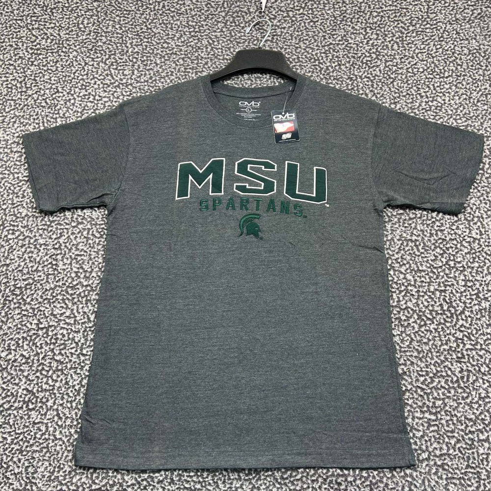 Michigan State Spartans Shirt Men Large Gray OVB‎ Short Sleeve New L